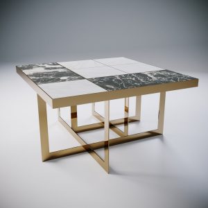 rubik - tavolo in marmo bianco e nero - componibile
