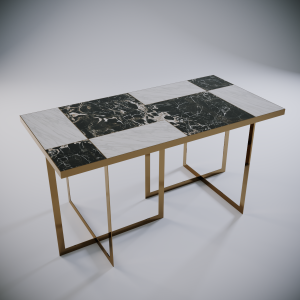 rubik - tavolo in marmo bianco e nero - elementi